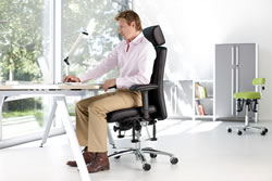 Der B&uuml;rostuhl Bioswing 560 in schwarzem Leder