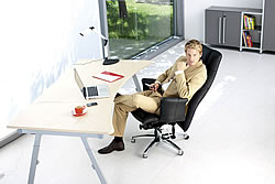Der bequeme B&uuml;rosessel Bioswing 780 in schwarzem Leder