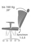 B&uuml;rostuhl Bioswing Twist: Die Synchronmechanik (Train-Back-Matic) reagiert auf den Anlehndruck und synchronisiert Sitz und R&uuml;ckenlehne.