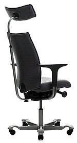 Bürostuhl HAG H05, Modell 5600 mit hoher Rückenlehne Der Bürostuhl HAG H05, Modell 5600 hat eine hohe Rückenlehne, die vorne und hinten gepolstert ist. Die Kopfstütze ist Zusatzausstattung und in Höhe und Abstand zur Rückenlehne verstellbar.