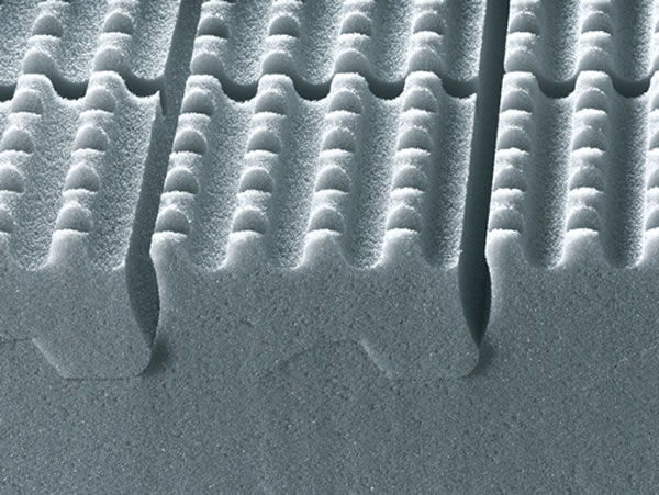 Durch die spezielle Oberfl�chenstruktur passt sich die Evo-Matratze der K�rperkontur ideal an. Zudem sorgt die Struktur des nach �kotex 100 zertifizierten Materials f�r einen sehr guten Feuchtigkeitstransport und dadurch f�r ein trocken-warmes Bettklima.