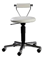 Ergonomischer Hocker Leitnerroll f&uuml;r designorientierte Arbeitsbereiche. Abbildung mit wei&szlig;em Lederbezug