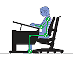 Grafik "Richtiges Sitzen": Eine korrekte Tischh&ouml;he und eine schr&auml;gstellbare Tischplatte sind wichtige Voraussetzungen, um ergonomisch richtig sitzen zu k&ouml;nnen.