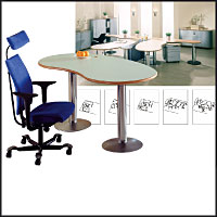 Der C-Style Schreibtisch von Vital Office. Schlichte S&auml;ulenf&uuml;&szlig;e bieten viel Beinfreiheit, die typischen runden Plattenformen von Vital Office verbreiten eine Atmosph&auml;re des Wohlf&uuml;hlens.