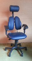 Ergonomische B&uuml;rostuhl Duo-Back Synchron 7 in blauem Leder.